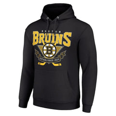 Boston Bruins Starter Team Logo Graphic Fleece Tri-Blend Pullover Hoodie - Black - NHL 201591999