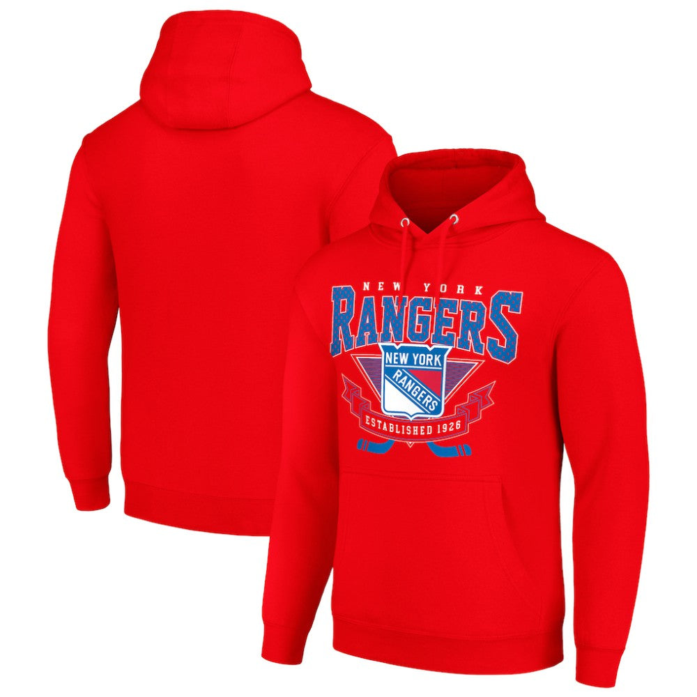 New York Rangers Starter Team Logo Graphic Fleece Tri-Blend Pullover Hoodie - Red - NHL 201592005
