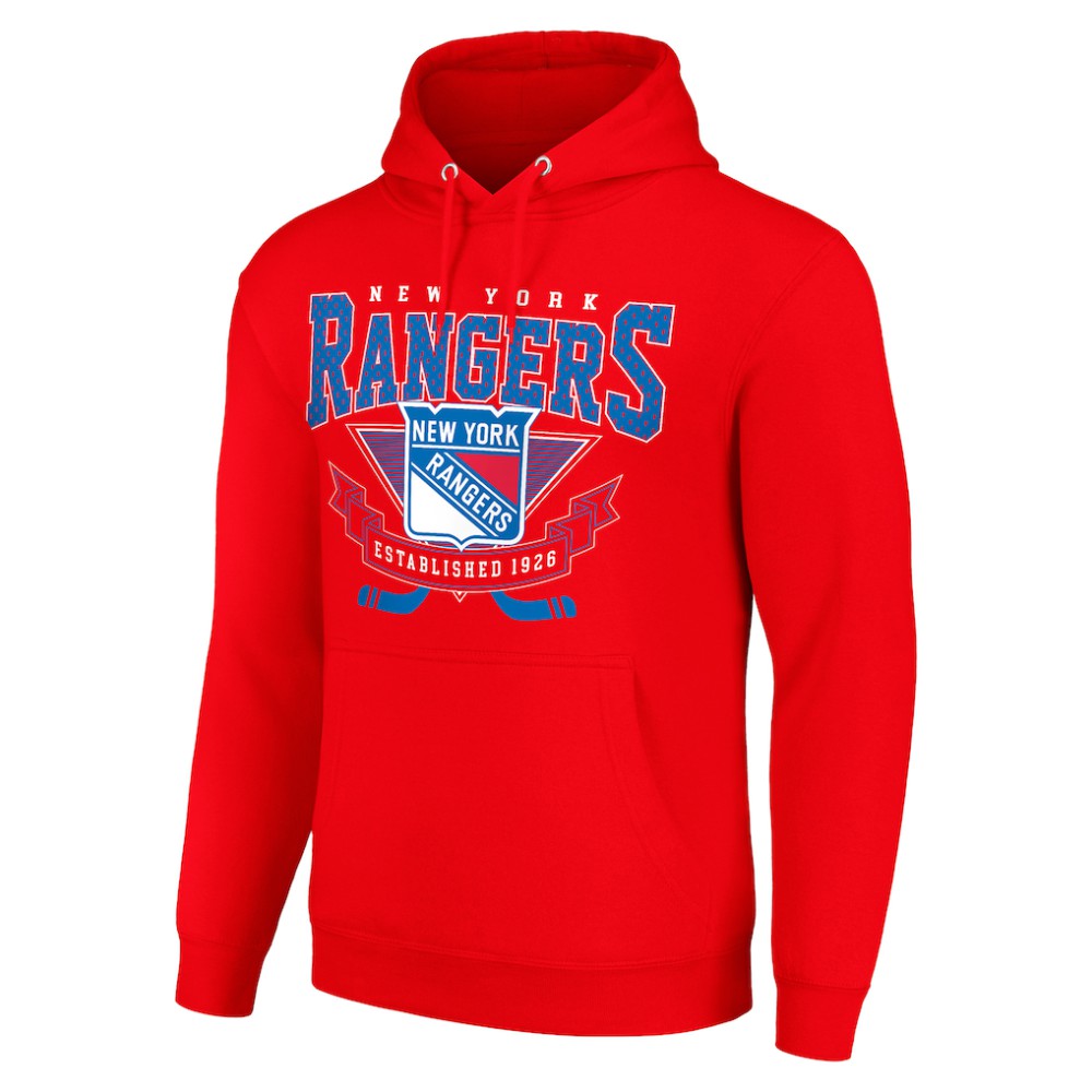 New York Rangers Starter Team Logo Graphic Fleece Tri-Blend Pullover Hoodie - Red - NHL 201592005