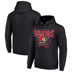 Ottawa Senators Starter Team Logo Graphic Fleece Tri-Blend Pullover Hoodie - Black - NHL 201592010