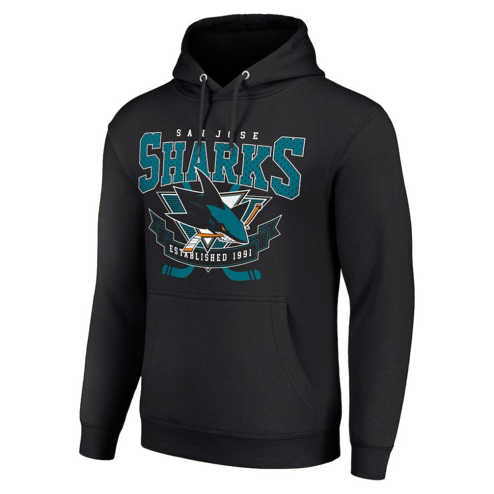 San Jose Sharks Starter Team Logo Graphic Fleece Tri-Blend Pullover Hoodie - Black - NHL 201592015