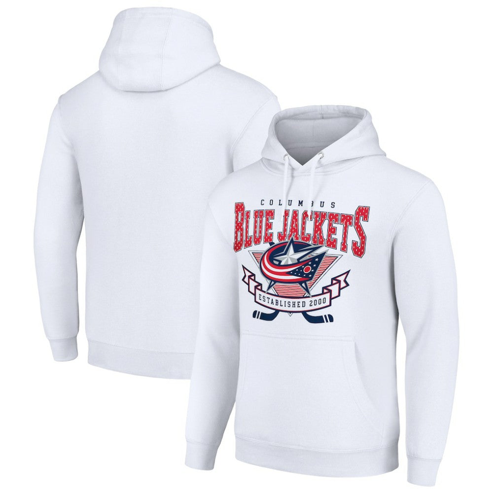 Columbus Blue Jackets Starter Team Logo Graphic Fleece Tri-Blend Pullover Hoodie - White - NHL 201592017
