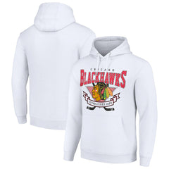 Chicago Blackhawks Starter Team Logo Graphic Fleece Tri-Blend Pullover Hoodie - White - NHL 201592019