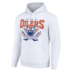 Edmonton Oilers Starter Team Logo Graphic Fleece Tri-Blend Pullover Hoodie - White - NHL 201592023