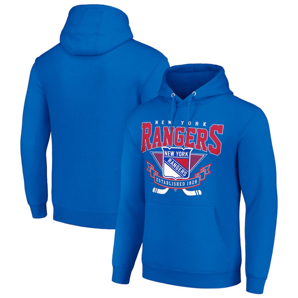 New York Rangers Starter Team Logo Graphic Fleece Tri-Blend Pullover Hoodie - Blue - NHL 201592027