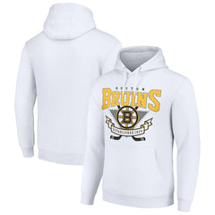 Boston Bruins Starter Team Logo Graphic Fleece Tri-Blend Pullover Hoodie - White - NHL 201592031
