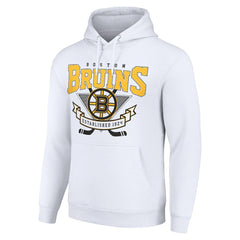 Boston Bruins Starter Team Logo Graphic Fleece Tri-Blend Pullover Hoodie - White - NHL 201592031