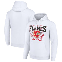 Calgary Flames Starter Team Logo Graphic Fleece Tri-Blend Pullover Hoodie - White - NHL 201592032