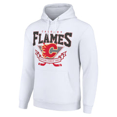 Calgary Flames Starter Team Logo Graphic Fleece Tri-Blend Pullover Hoodie - White - NHL 201592032