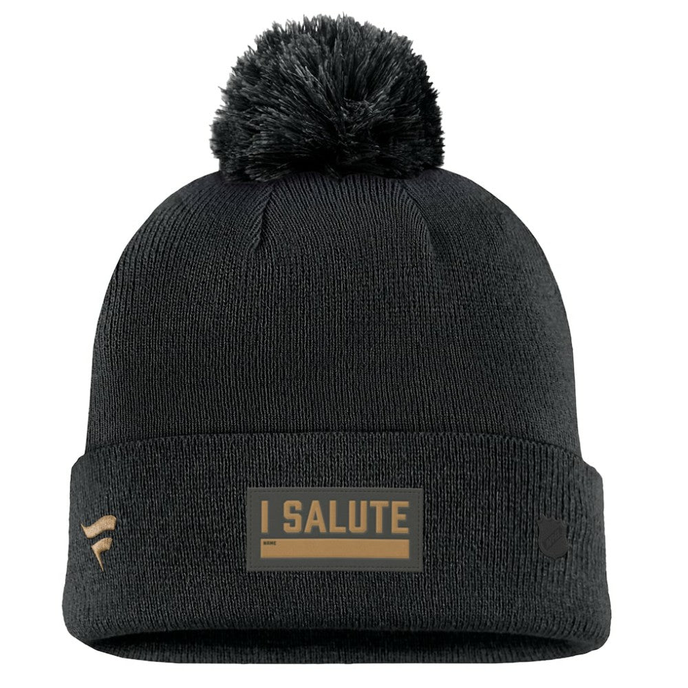 Vegas Golden Knights Fanatics Military Appreciation Cuffed Knit Hat with Pom - Black - NHL 201598366