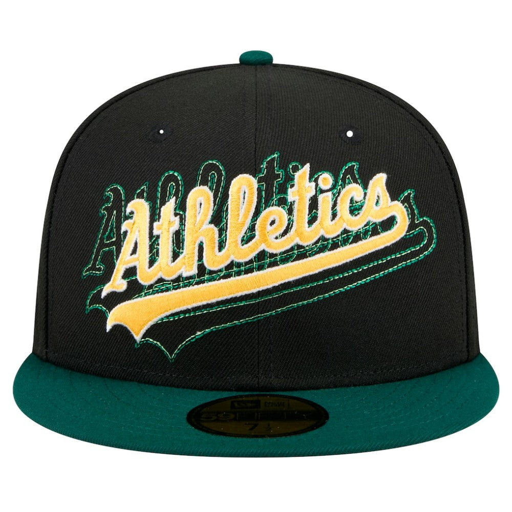 Athletics New Era Shadow Stitch 59FIFTY Fitted Hat - Black - New Era on Sale