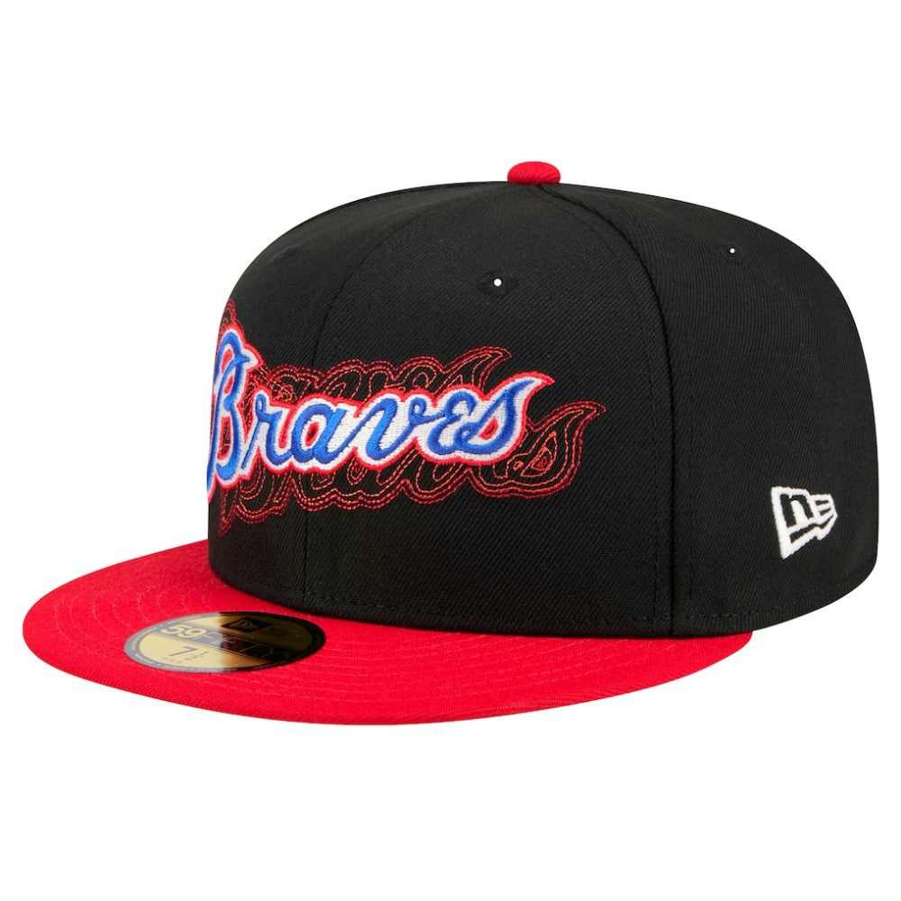 Atlanta Braves New Era Shadow Stitch 59FIFTY Fitted Hat - Black - New Era on Sale