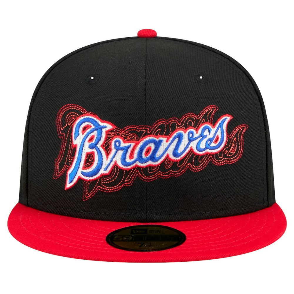 Atlanta Braves New Era Shadow Stitch 59FIFTY Fitted Hat - Black - New Era on Sale