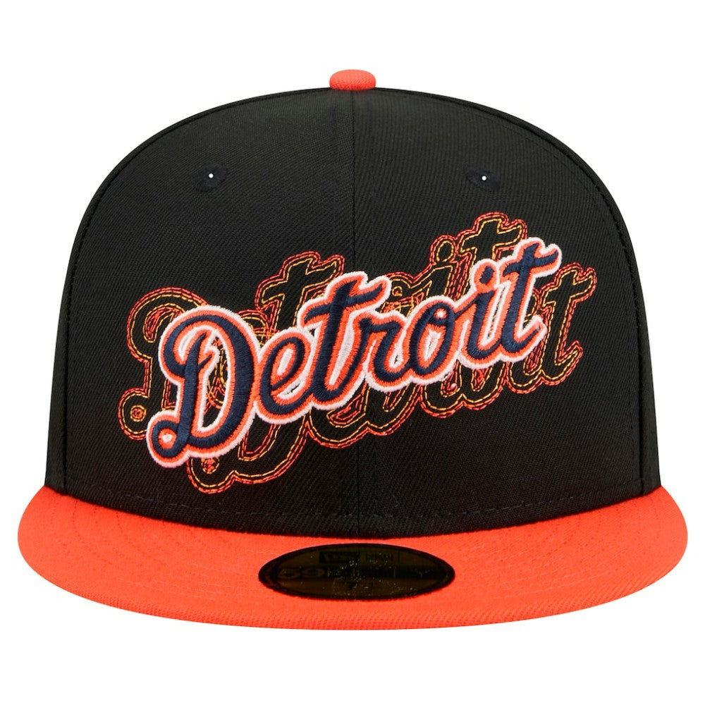 Detroit Tigers New Era Shadow Stitch 59FIFTY Fitted Hat - Black - New Era Lifestyle