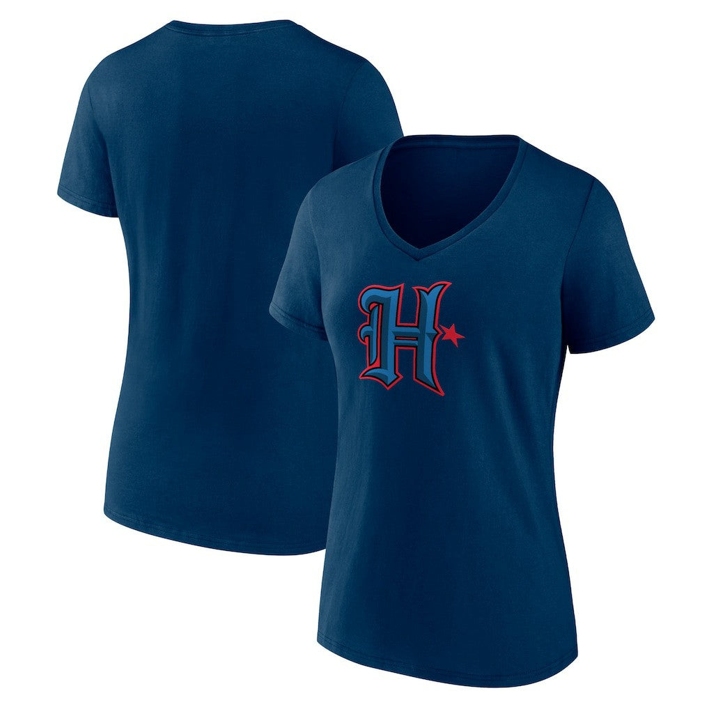 Houston Texans Women's Secondary Logo V-Neck T-Shirt Navy