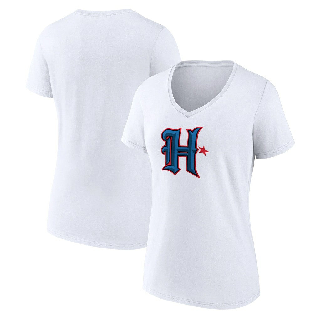 Houston Texans Women's Secondary Logo V-Neck T-Shirt White