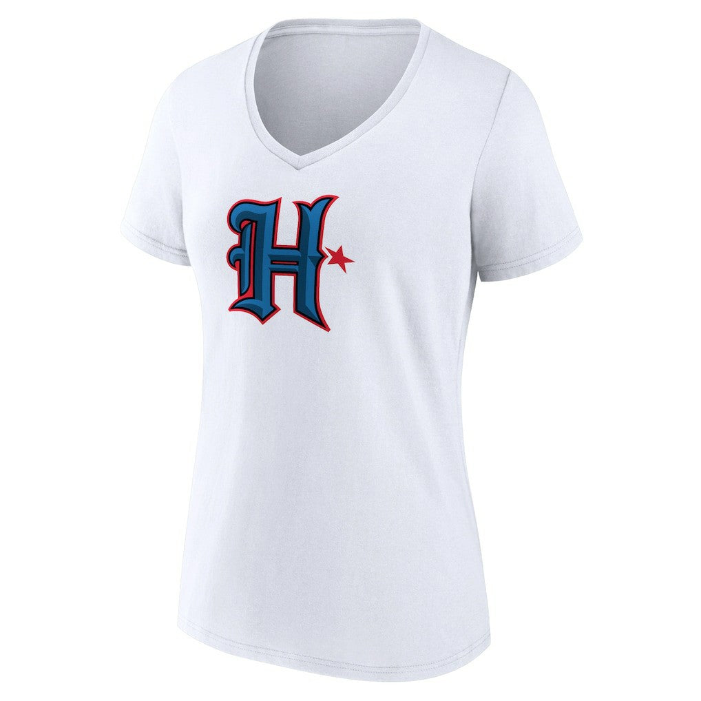 Houston Texans Women's Secondary Logo V-Neck T-Shirt White