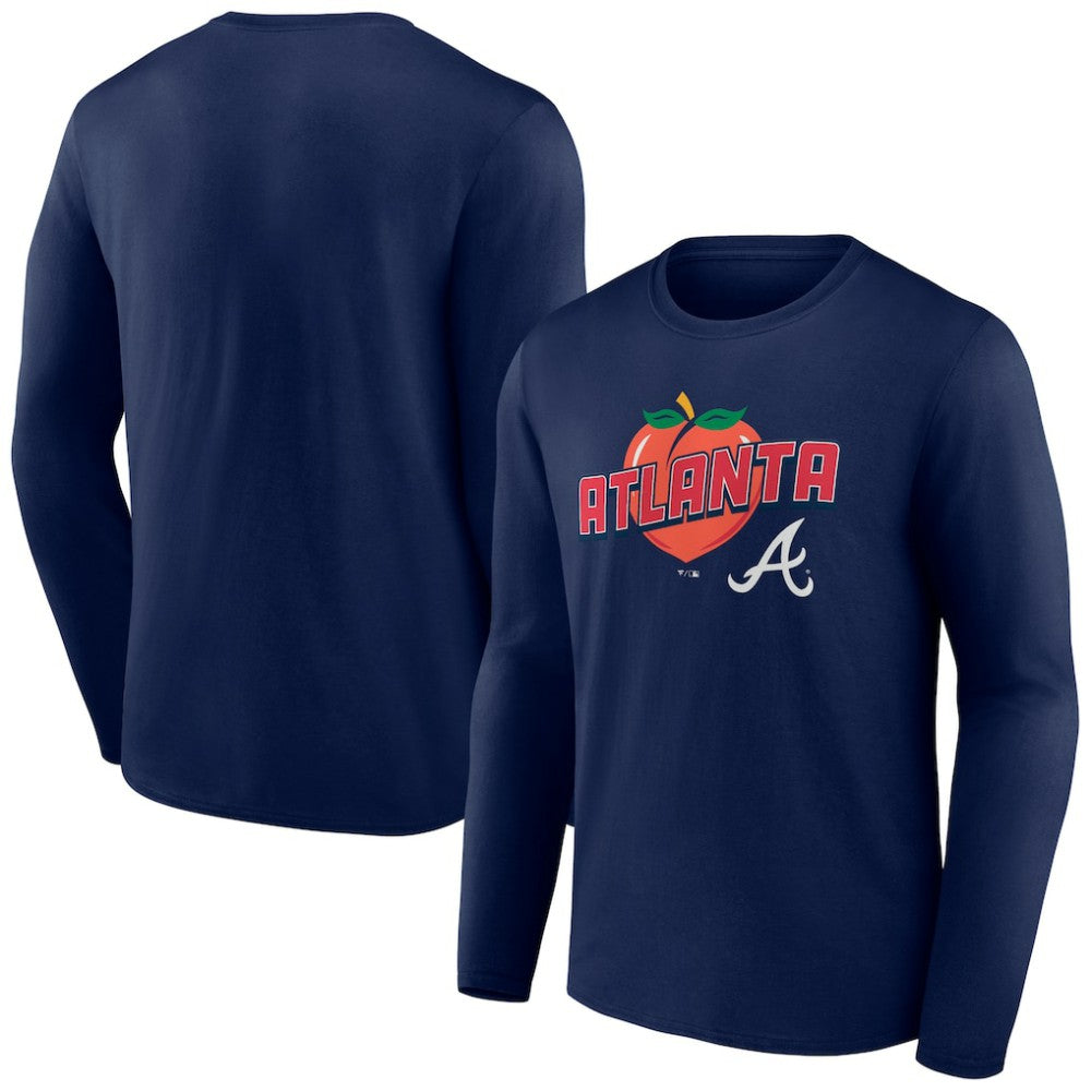 Atlanta Braves Peach Long Sleeve T-Shirt - Navy - MLB Online