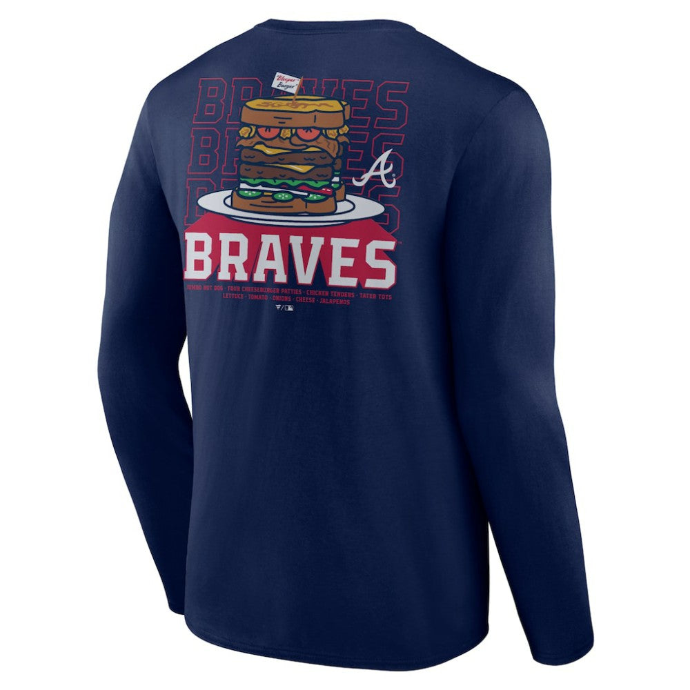 Atlanta Braves Blooper Burger Long Sleeve T-Shirt - Navy - MLB on Sale