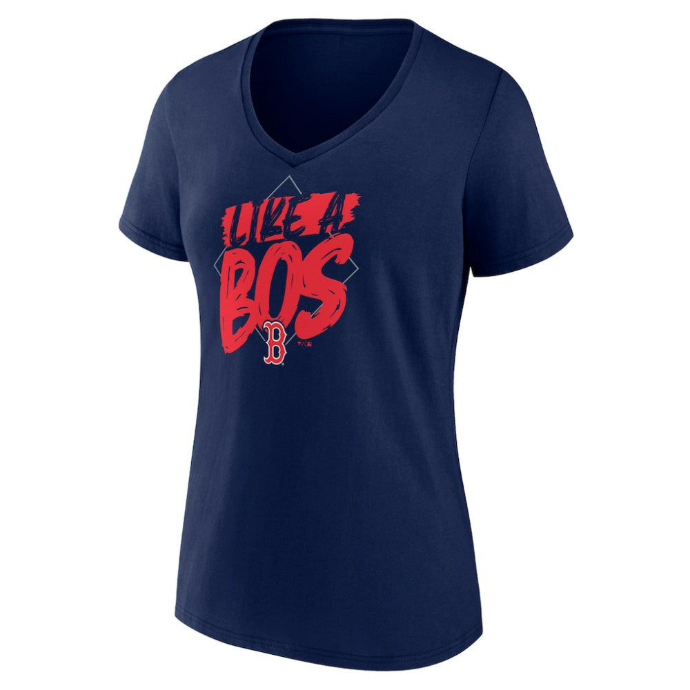 Boston Red Sox Women's Like a BOS V-Neck T-Shirt - Navy - MLB on Sale
