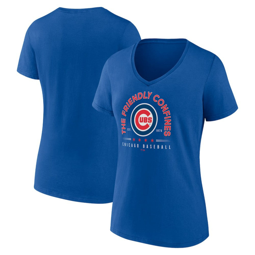 Chicago Cubs Women's Friendly Confines V-Neck T-Shirt - Royal - MLB Lifestyle
