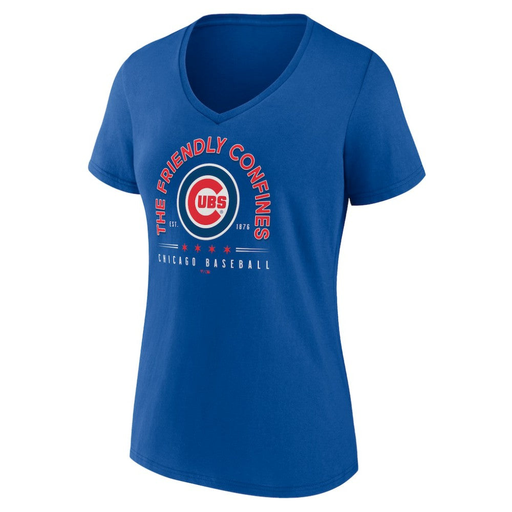 Chicago Cubs Women's Friendly Confines V-Neck T-Shirt - Royal - MLB Lifestyle