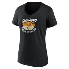 Chicago White Sox Women's Smothered Fries V-Neck T-Shirt - Black - MLB Lifestyle