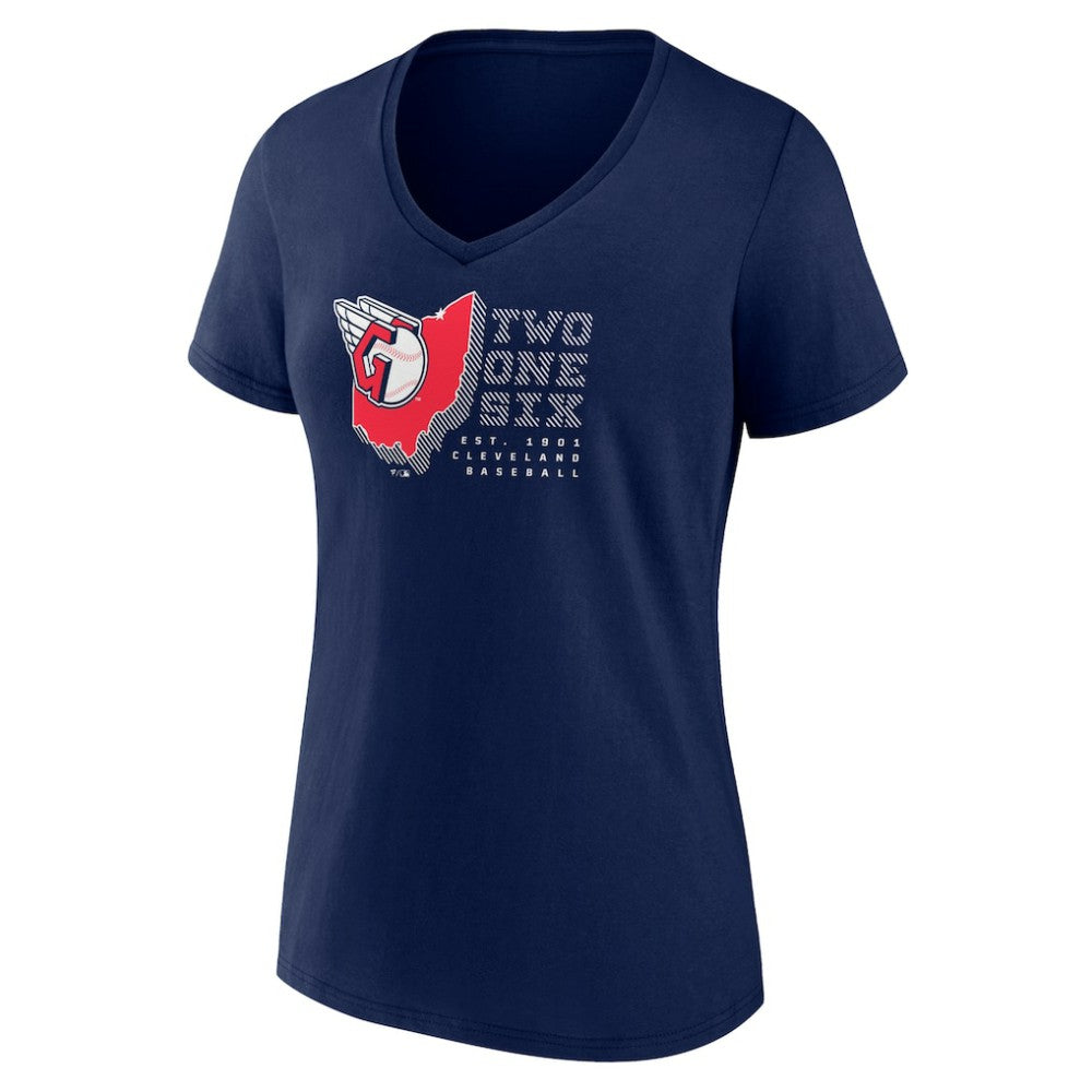 Cleveland Guardians Women's Two One Six V-Neck T-Shirt - Navy - MLB Online