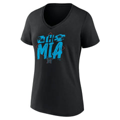 Miami Marlins Women's The MIA V-Neck T-Shirt - Black - MLB on Sale