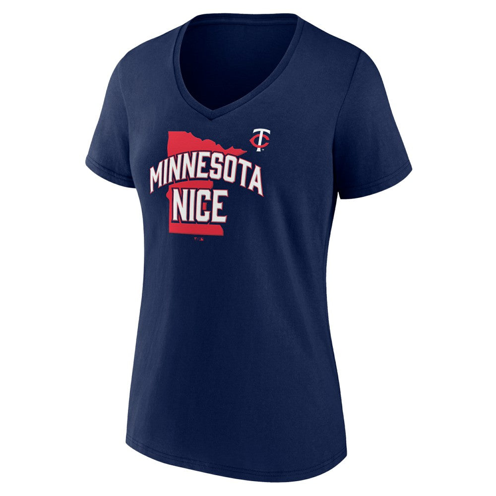 Minnesota Twins Women's Nice V-Neck T-Shirt - Navy - MLB on Sale