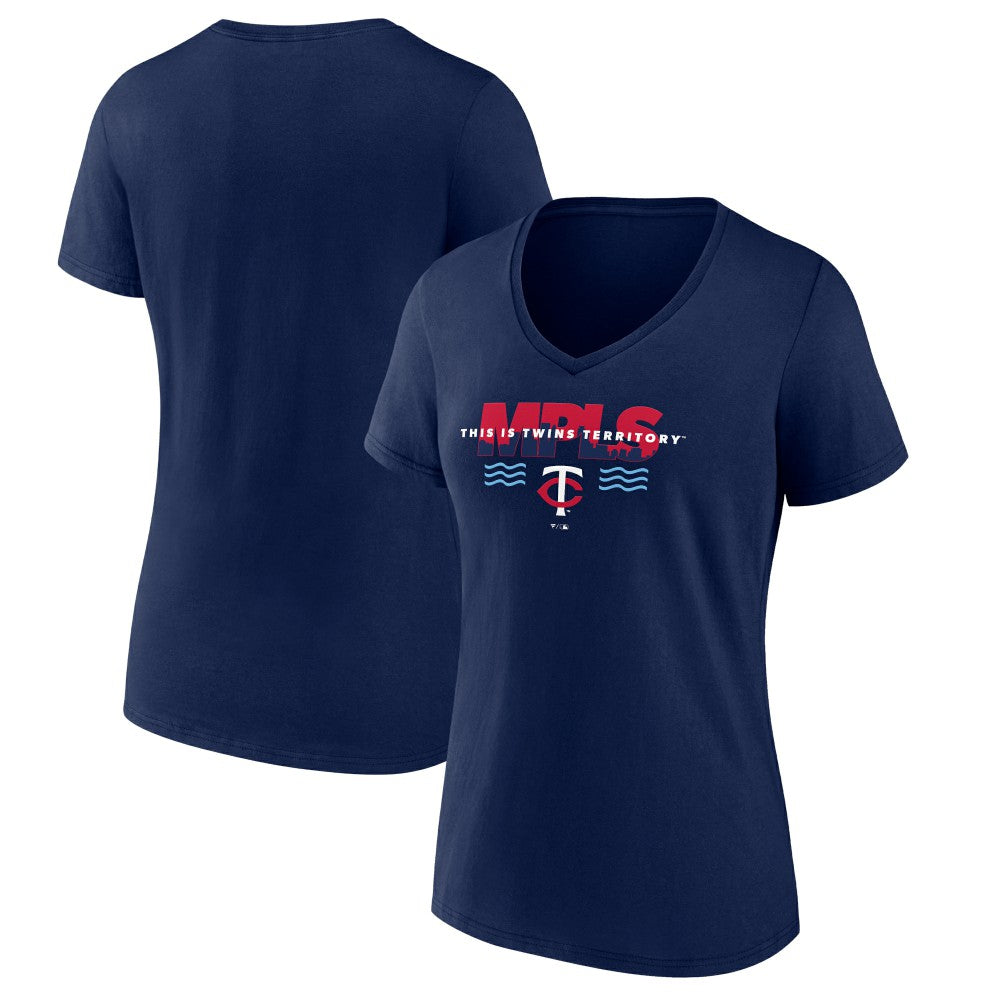 Minnesota Twins Women's Territory V-Neck T-Shirt - Navy - MLB Lifestyle
