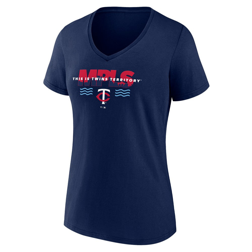 Minnesota Twins Women's Territory V-Neck T-Shirt - Navy - MLB Lifestyle