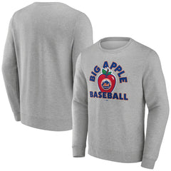 New York Mets Big Apple Baseball Pullover Sweatshirt - Gray - MLB Discount