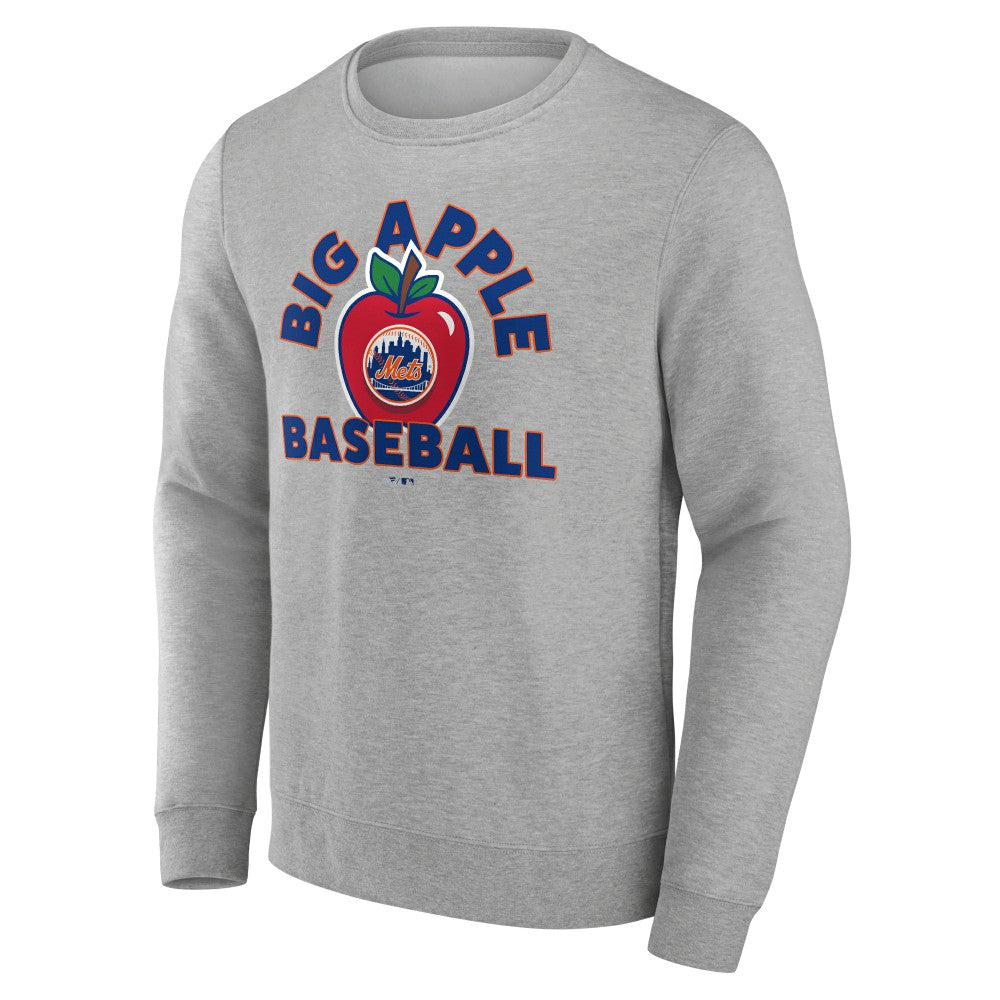 New York Mets Big Apple Baseball Pullover Sweatshirt - Gray - MLB Discount