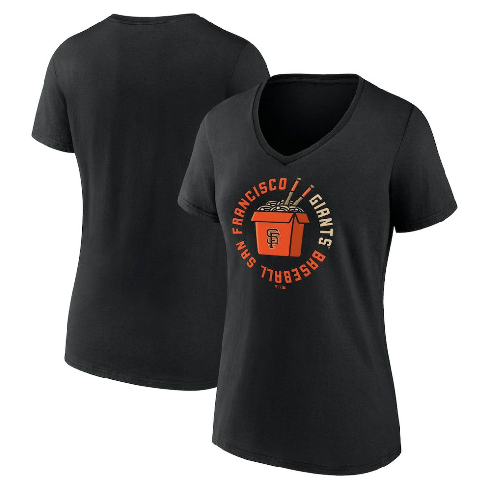 San Francisco Giants Women's Noodles V-Neck T-Shirt - Black - MLB Discount