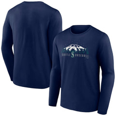 Seattle Mariners Mountains Long Sleeve T-Shirt - Navy - MLB Sale