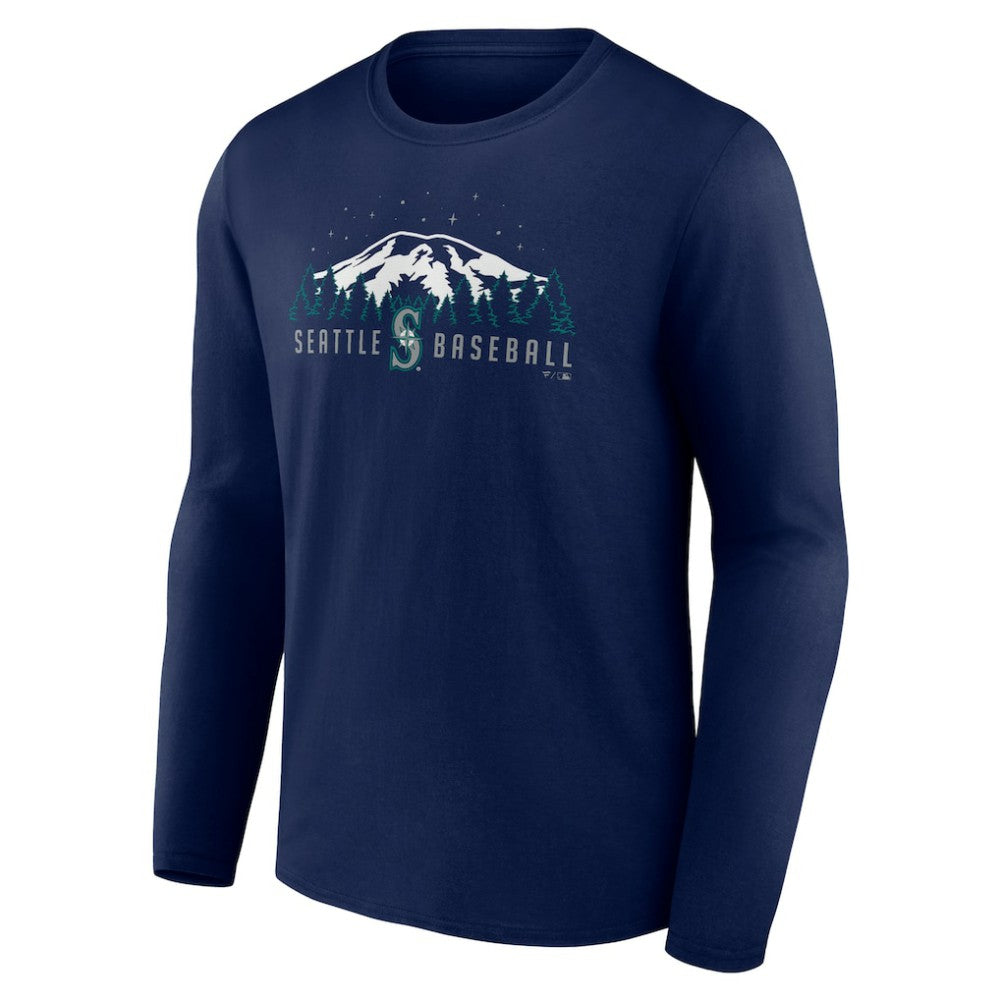 Seattle Mariners Mountains Long Sleeve T-Shirt - Navy - MLB Sale