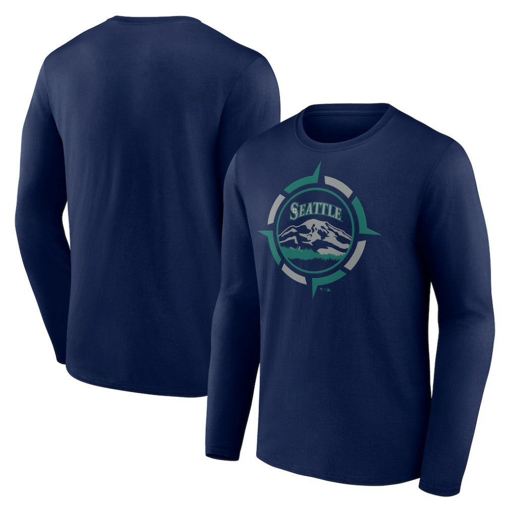 Seattle Mariners Compass Long Sleeve T-Shirt - Navy - MLB on Sale
