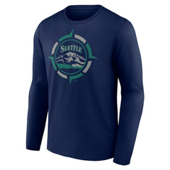 Seattle Mariners Compass Long Sleeve T-Shirt - Navy - MLB on Sale