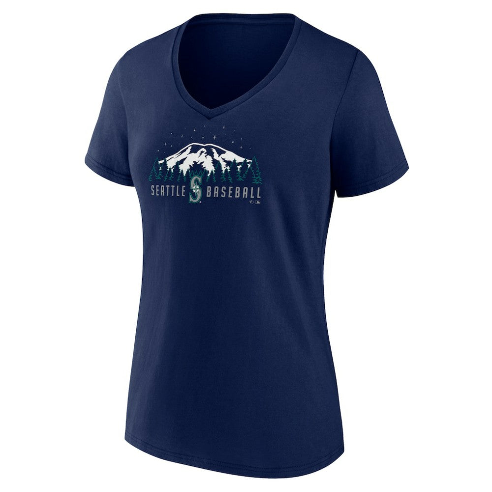 Seattle Mariners Women's Mountains V-Neck T-Shirt - Navy - MLB on Sale
