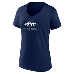 Seattle Mariners Women's Mountains V-Neck T-Shirt - Navy - MLB on Sale