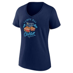 Tampa Bay Rays Women's Cuban Sandwich V-Neck T-Shirt - Navy - MLB Sale