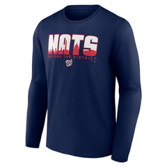 Washington Nationals Defend the District Long Sleeve T-Shirt - Navy - MLB on Sale
