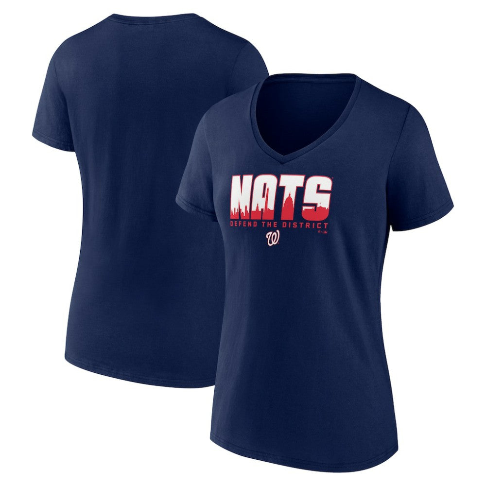 Washington Nationals Women's Defend the District V-Neck T-Shirt - Navy - MLB Sale
