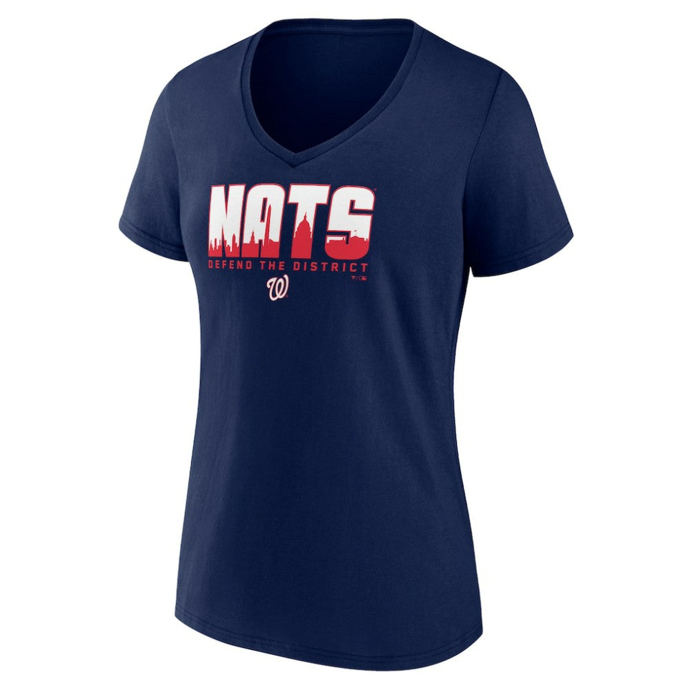 Washington Nationals Women's Defend the District V-Neck T-Shirt - Navy - MLB Sale
