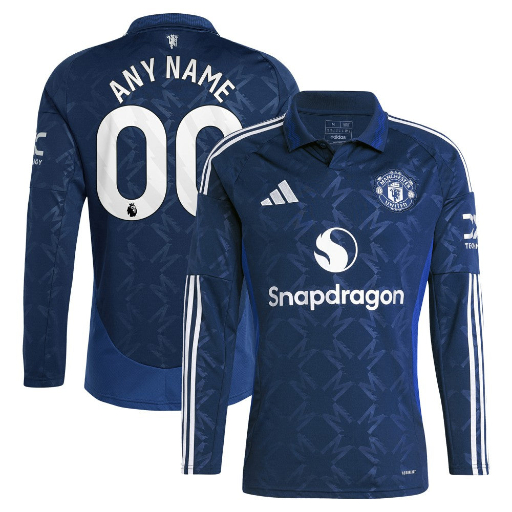 Manchester United 2024/25 Away Replica Long Sleeve Custom Jersey Navy - Adidas sale