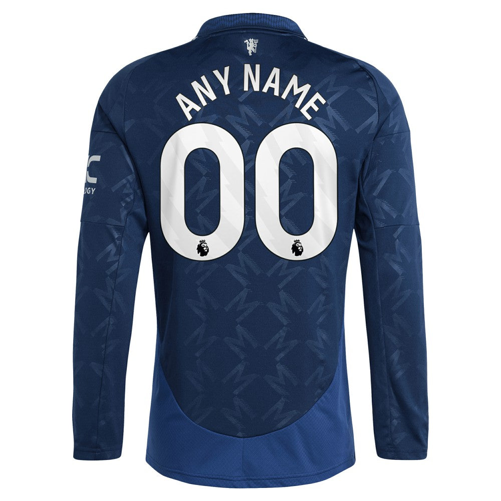 Manchester United 2024/25 Away Replica Long Sleeve Custom Jersey Navy - Adidas sale