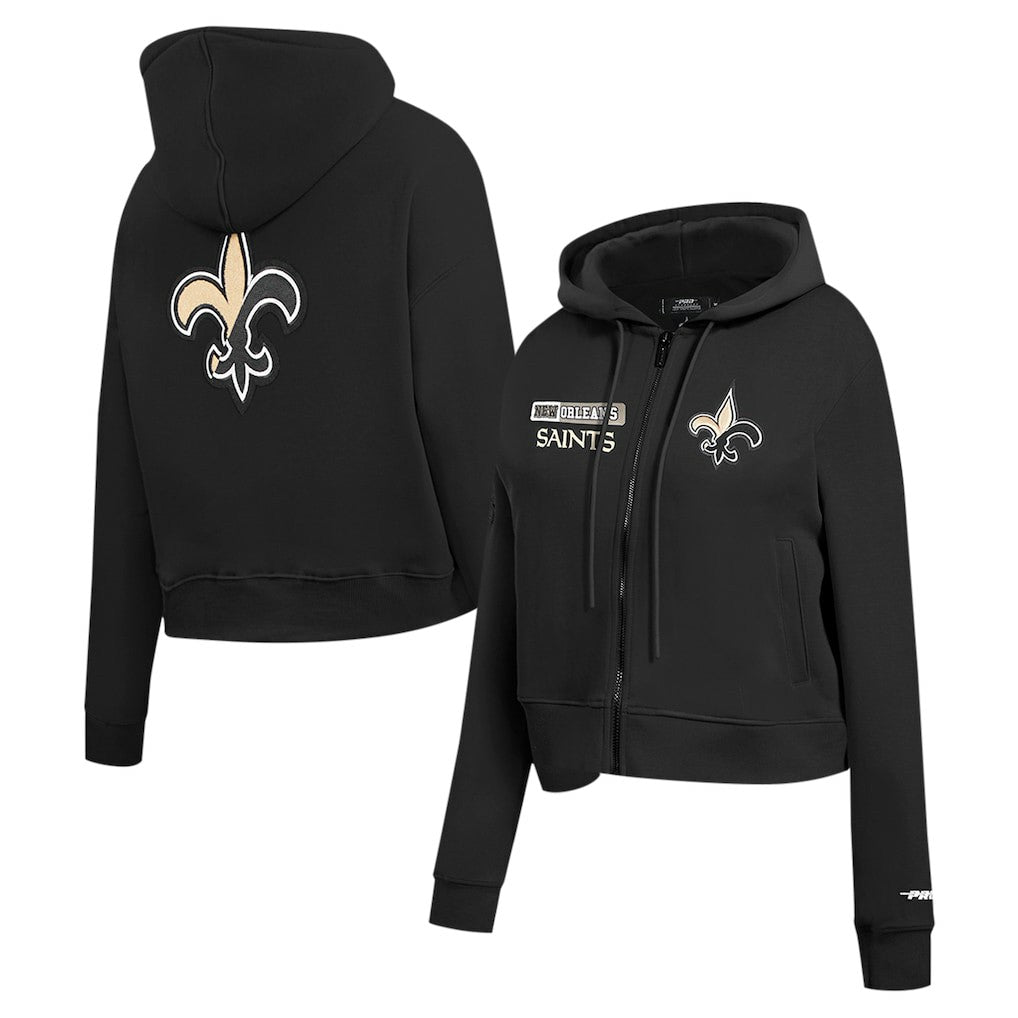 New Orleans Saints Pro Standard Women's Split Logo Full-Zip Hoodie Black
