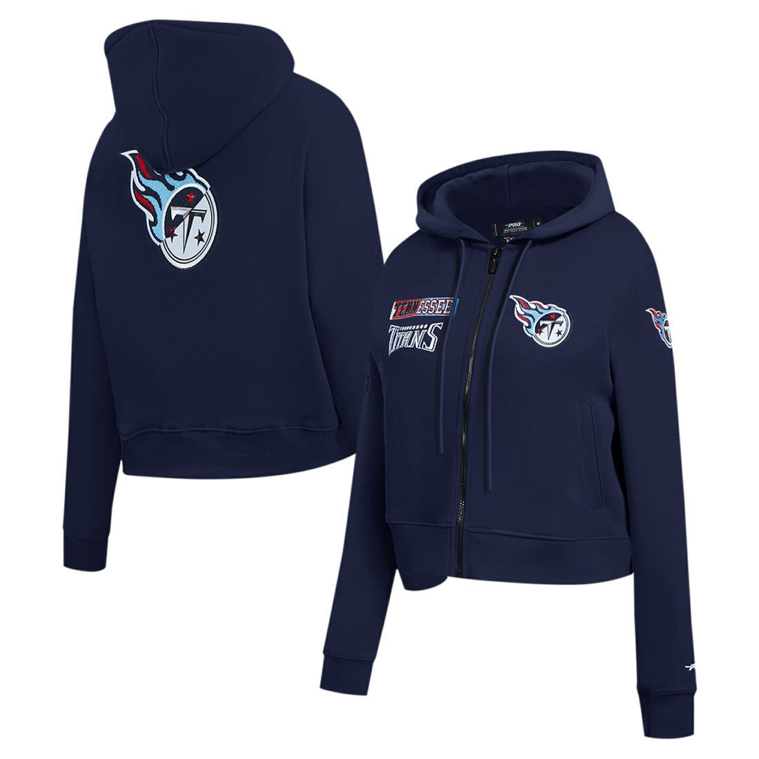 Tennessee Titans Pro Standard Women's Split Logo Full-Zip Hoodie Navy