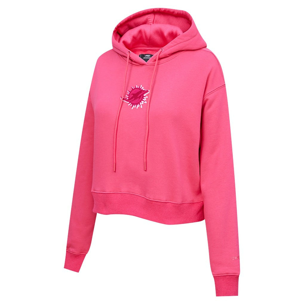 Miami Dolphins Pro Standard Women's Triple Pink Cropped Fleece Pullover Hoodie Pink